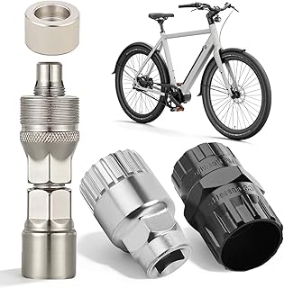 4 Piezas Kit Herramientas Bicicleta, Extractor 2-en-1 para Cassette Roscado/Encastre, Vaso Eje Pedalier 20 Dientes, Extractor Bielas Bicicleta y Tapa