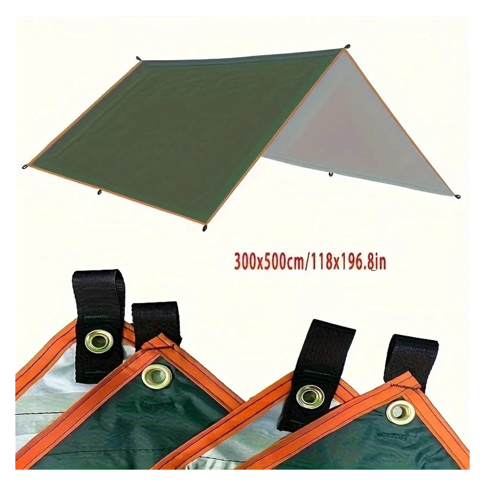 Bâche imperméable ultra légère - 5 x 3 m - 4 x 3 m - 3 x 3 m - Pour le camping, la plage - Vert - 3 x 5 m