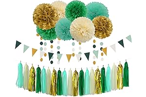 30 Pieces Sage & Gold Bridal Shower Decorations Set