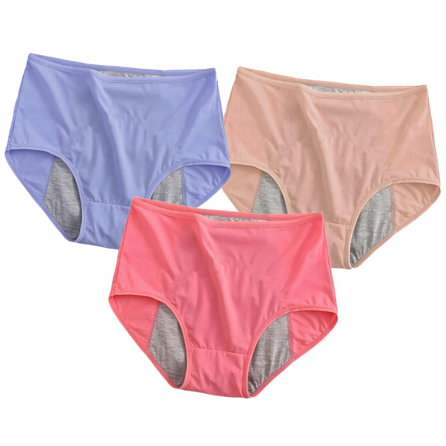 Women’s & Girls’ Cotton 3 Layer Leak-Proof Protective Underwear, Menstrual Period/Heavy Flow/Urinary Incontinence Postpartum Panties Brief, Multicolor. Women’s & Girls’ Cotton 3 Layer Leak-Proof Protective Underwear, Menstrual Period/Heavy Flow/Urinary Incontinence Postpartum Panties Brief, Multicolor.