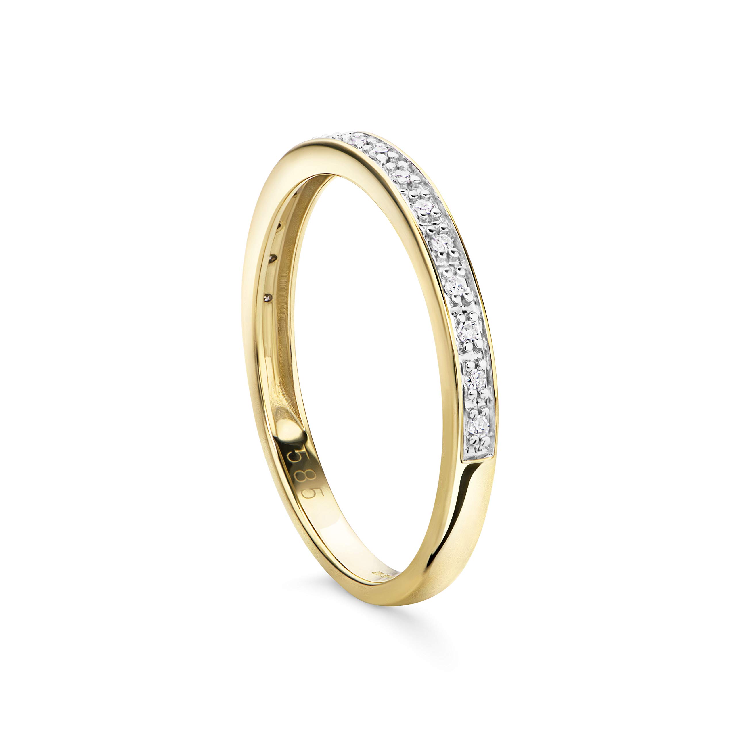 Orovi Biżuteria damski pierścionek żółte złoto 0,05 ct diament wieczność pierścionek 14 karatów (585) złoto i diamenty e Złoto, L 1/2, cod. OR0067R52