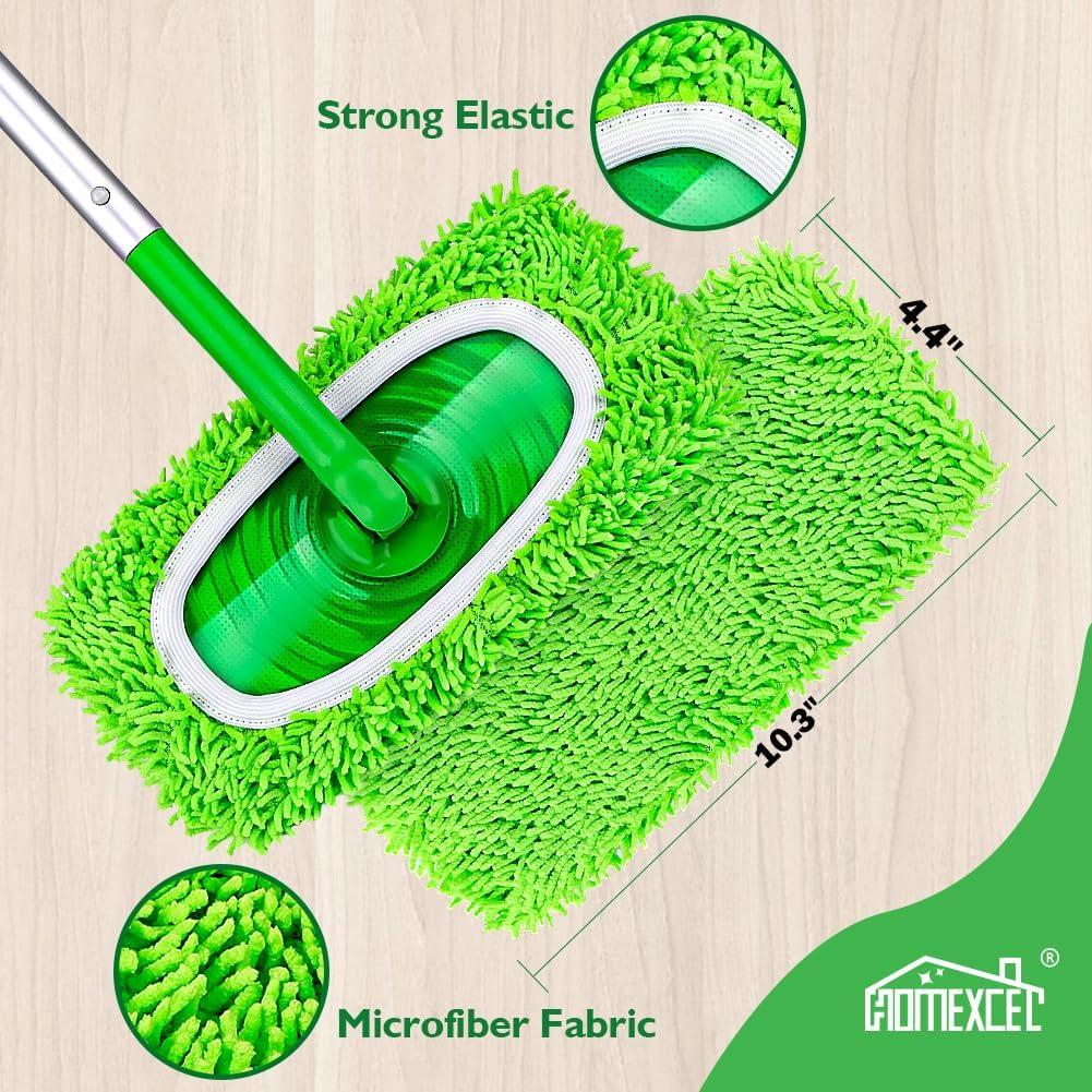 HOMEXCEL Reusable Microfiber Mop Pads Compatible with Sweeper Mop, Dry & Wet Sweeping Cloths, Washable Wet Pads Refill for Multi-Surface/Hardwood Floor Cleaning, Pack of 4