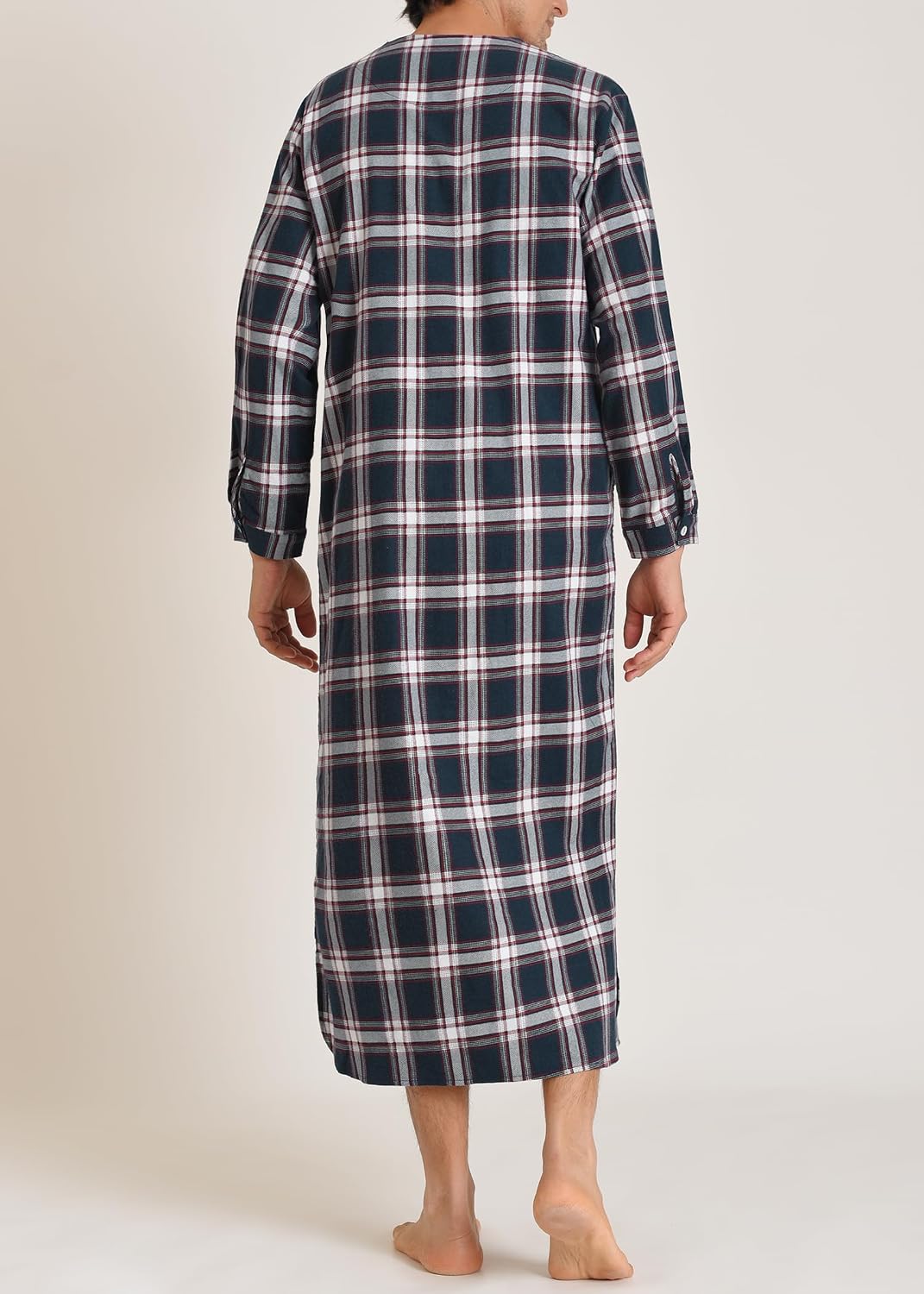 Latuza Men's Long Nightgown Cotton Flannel Nightshirt
