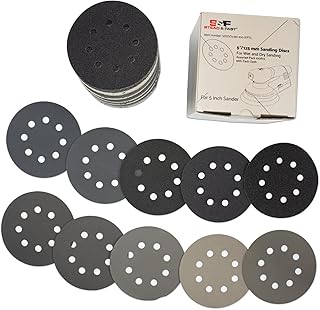 5 inch Sanding Discs Hook and Loop Wet Dry 100pcs, Orbital Sander Sandpaper 80 180 220 400 600 800 1000 1500 2000 3000 Grit, Silicon Carbide Sandpaper 8 Holes