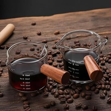 2 PCS Espresso Cups, Espresso Shot Glass, Coffee Measuring Glass for Home and Cafe Use, Durable Design with Precise Measurements