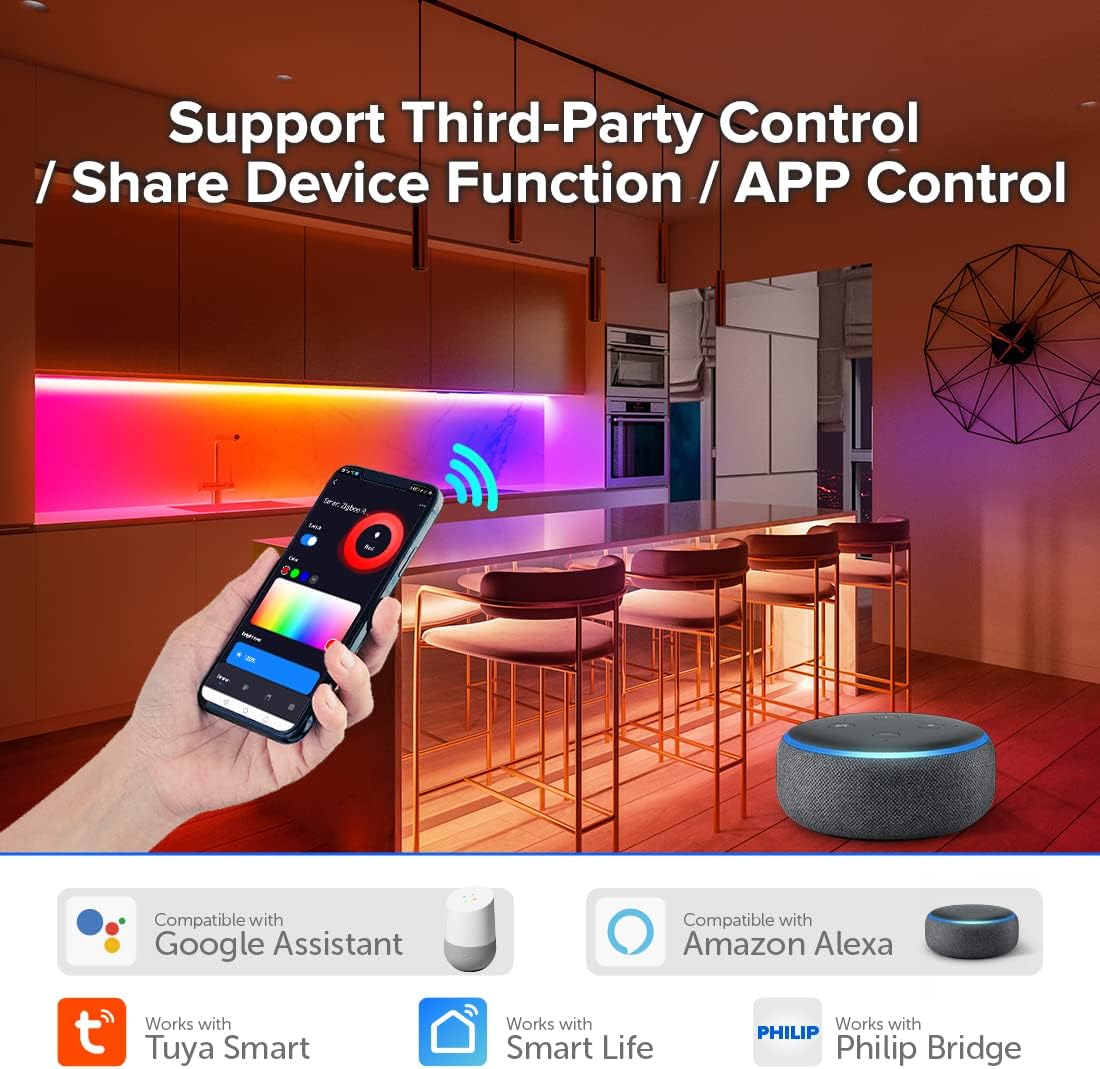 BTF-LIGHTING C03Z RGB Zigbee 3.0 LED Controller for 5050 RGB COB LED Strip Voice Control Dimming Compatible with Echo Plus Echo(4th Gen) Philip H-UE Home-kit Gateway(Not Content Gateway) - Image 5