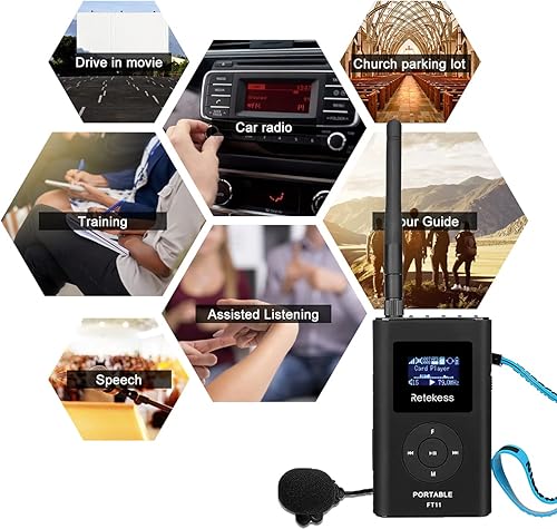 Miniatura 5 de Retekess Transmisor FM FT11, transmisor de transmisión FM portátil para iglesia con micrófono, estación estéreo de radio FM recargable para