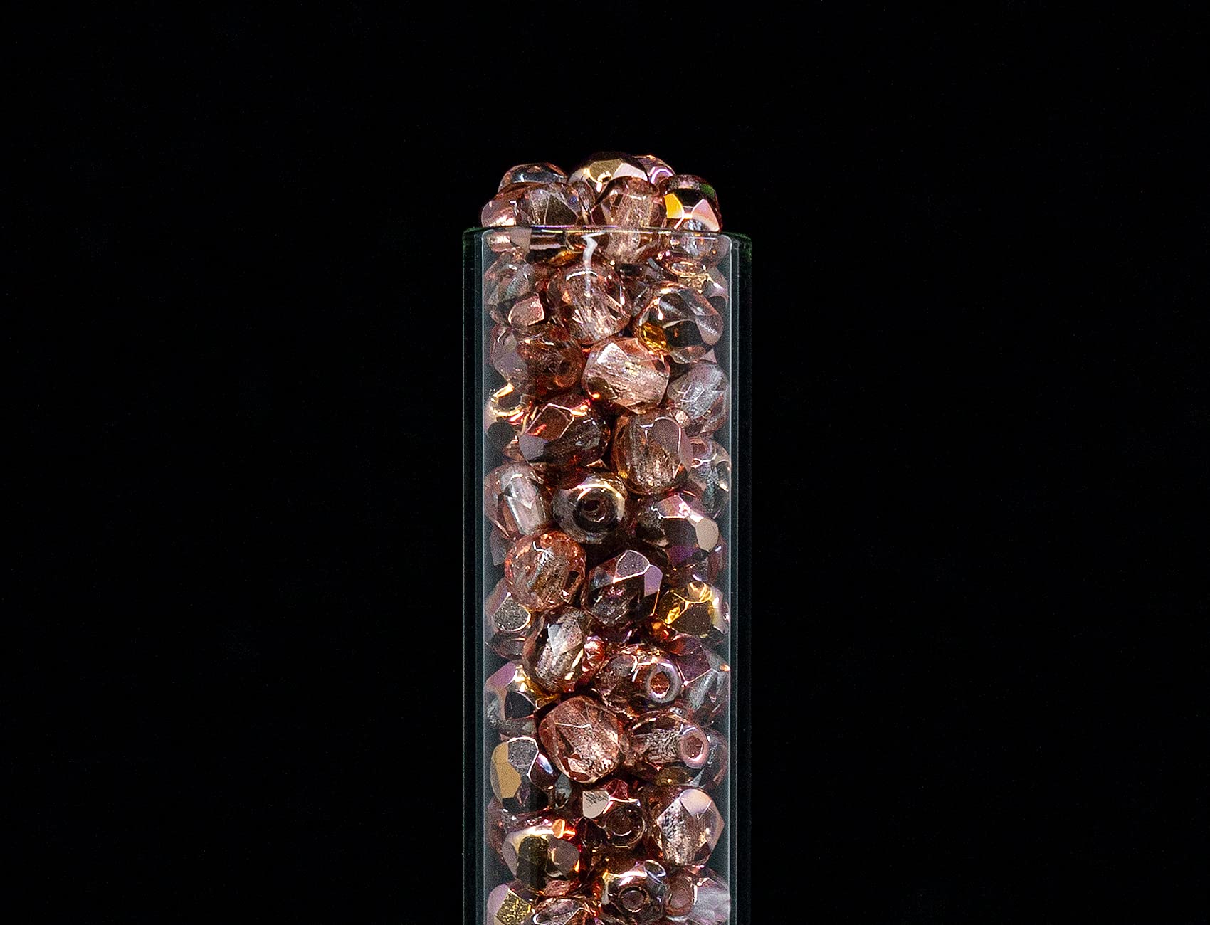 100 pcs of Faceted Fire Polished Pressed Czech Glass Beads 4mm (0.16in), Crystal Copper Capri Apollo 00030-27101 BCV - Image 4