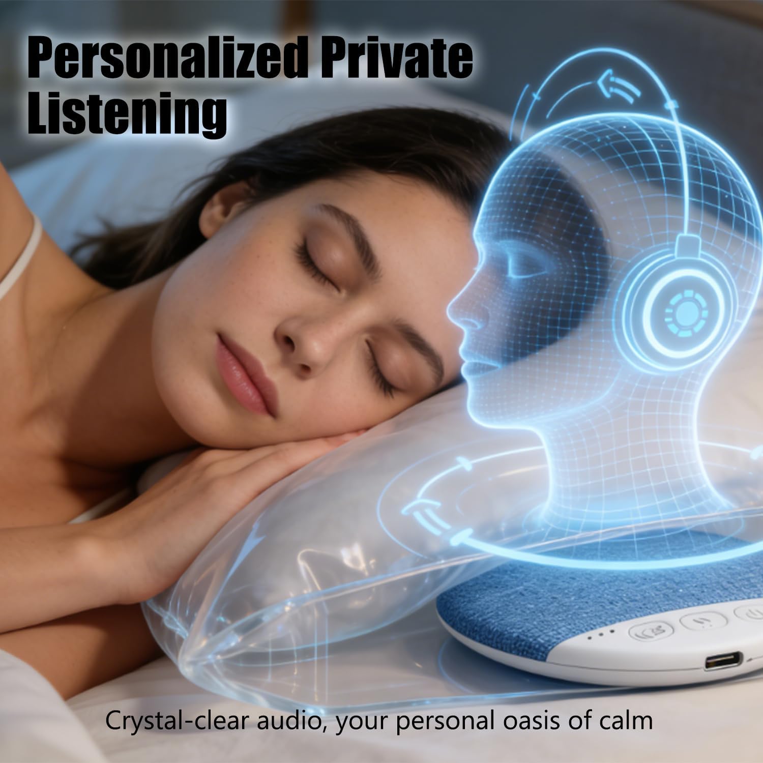 Sleep Pillow Speaker, Pillow Speaker with White Noise Timer Sleep Aid with Stereo Bass Private Sleep Headphones (Upgrade) - Image 3