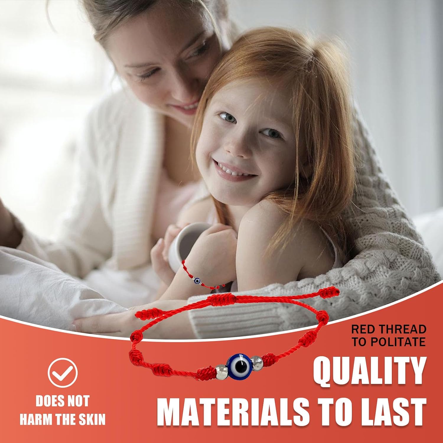 Evil Eye Bracelets for Women Men Good Luck Jewelry, 9 Pcs Red String Bracelet Protection, Knot Red String Bracelet Amulet Handmade Good Luck Protection, for Family Lover Mother Daughter Friendship image 5