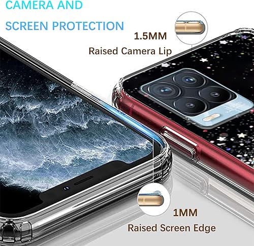 Miniatura 3 de Funda compatible con Realme 8 Pro con purpurina verde transparente, para Realme 8 Pro, funda de silicona transparente de TPU suave, para mujeres y