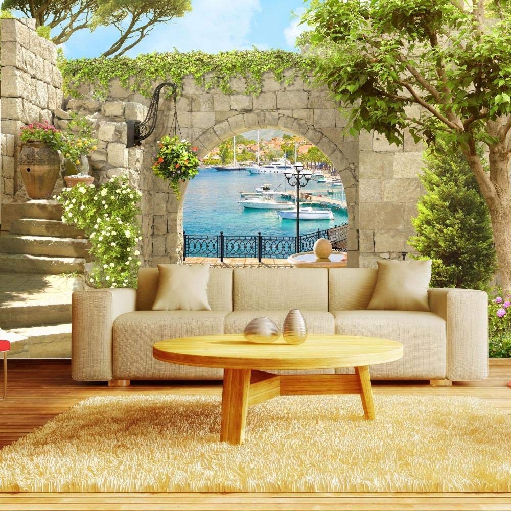 Papier peint photo 3d arc de bord de mer pour créer une vue marine dans votre salon