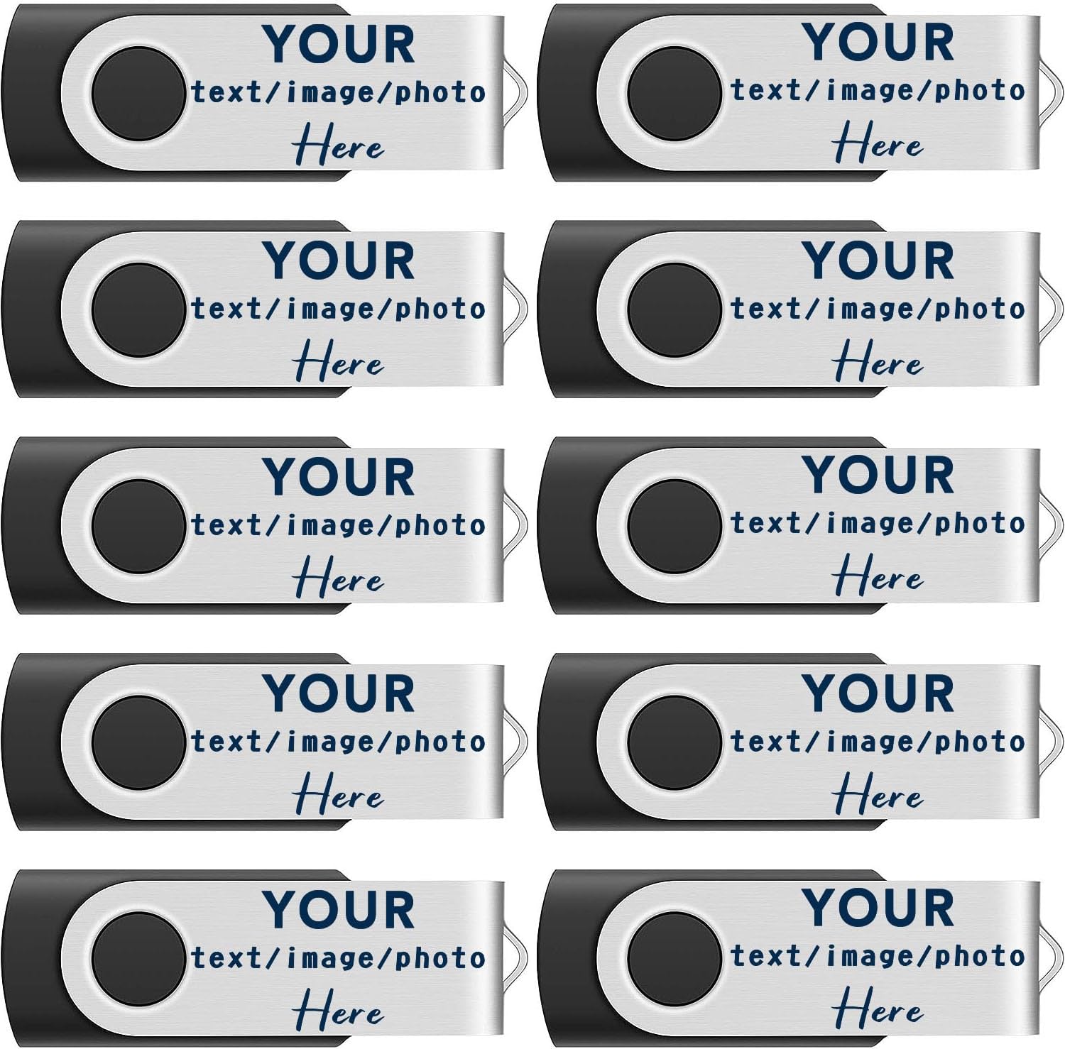 Custom Logo USB Flash Drive, Personalized, Silver, Promotional Gift (1GB*10PACK)