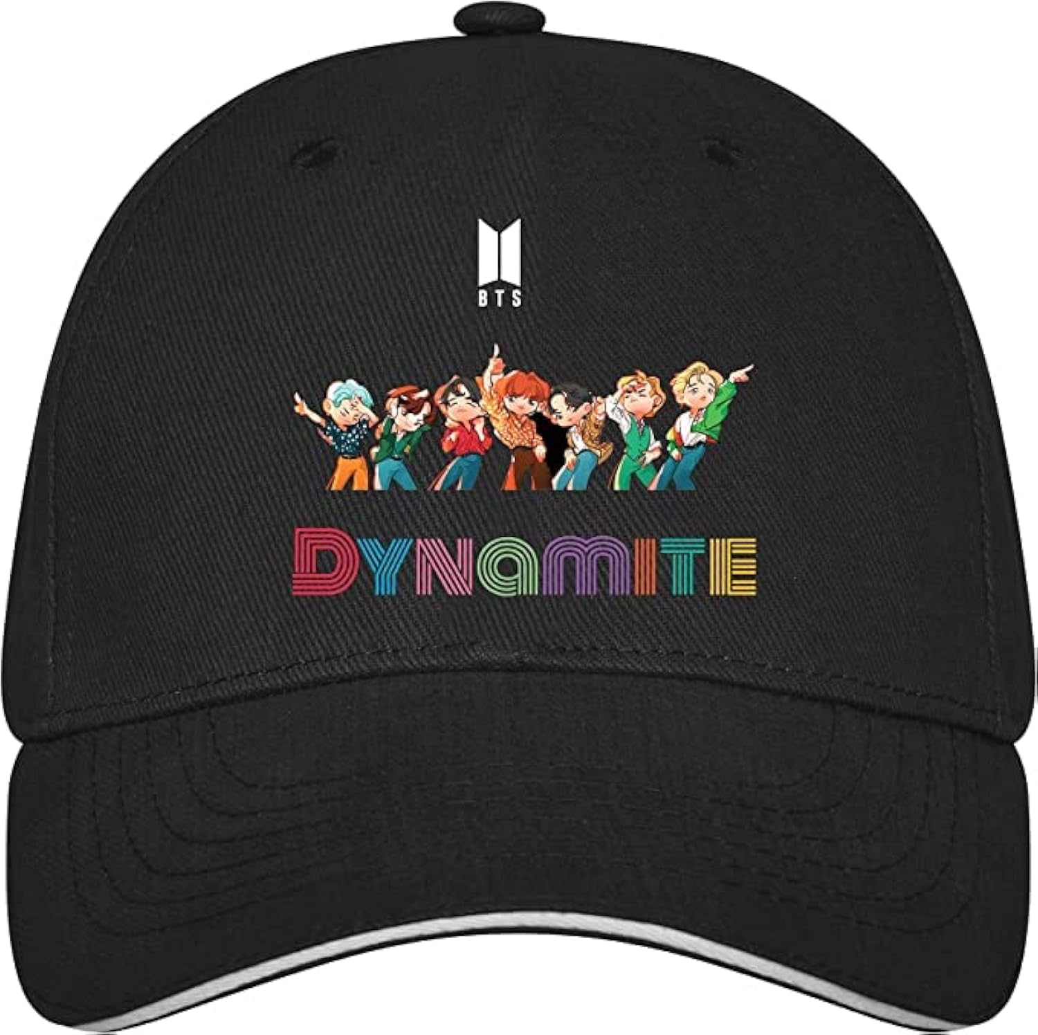 Sofia ClothingBTS Bangtan Printed Boys Caps Choice K POP Hat Baseball Cap Men K-pop Caps Bulletproof Boy Scouts Unisex Cool Baseball Mesh Net Caps Hat© (Black white Piping, S)