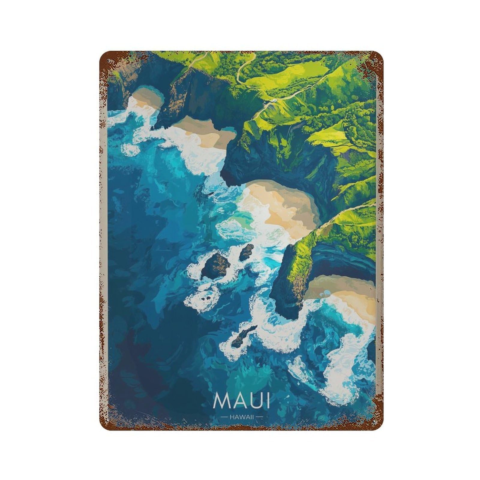 xiaoxiaoshen Maui Hawaii Travel Pacific Ocean Wall Decor Art Metal Tin Poster Modern Home Decor Art Home Bar Shop Decorations Vintage Sign 40x30cm