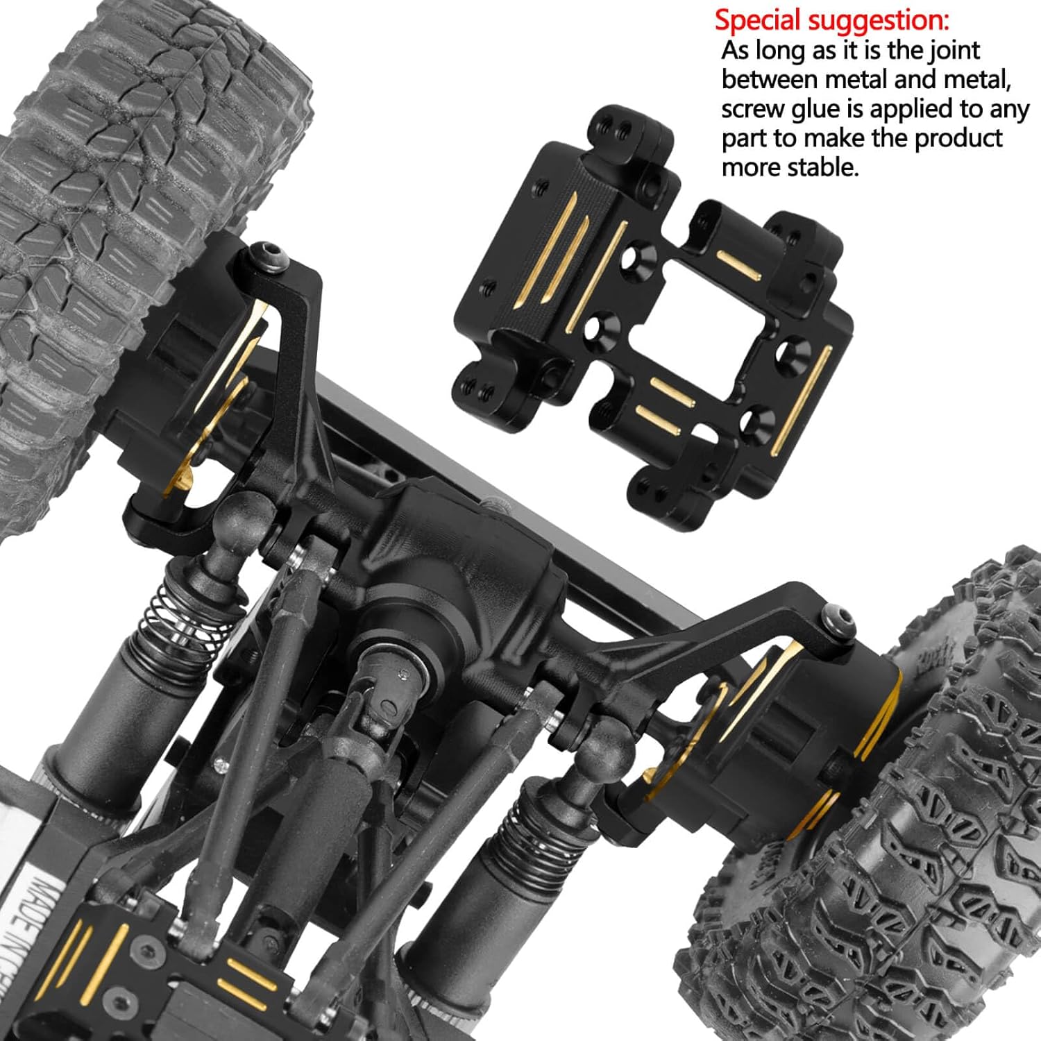 RC Upgrades Parts for 1/18 Red cat Ascent-18 RC Car,Front & Rear Portal Axles,Skid Plate,Outer Portal Housing,Brass Diff Cover,Servo Mount,Steering Knuckle,Links,Black