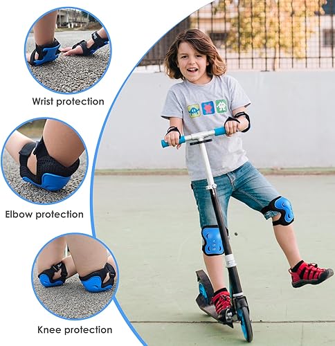 Vista 2 de BOSONER - Rodilleras y coderas para niños y jóvenes, equipo de protección para patines de ruedas, ciclismo, BMX, bicicleta, patineta, patinaje