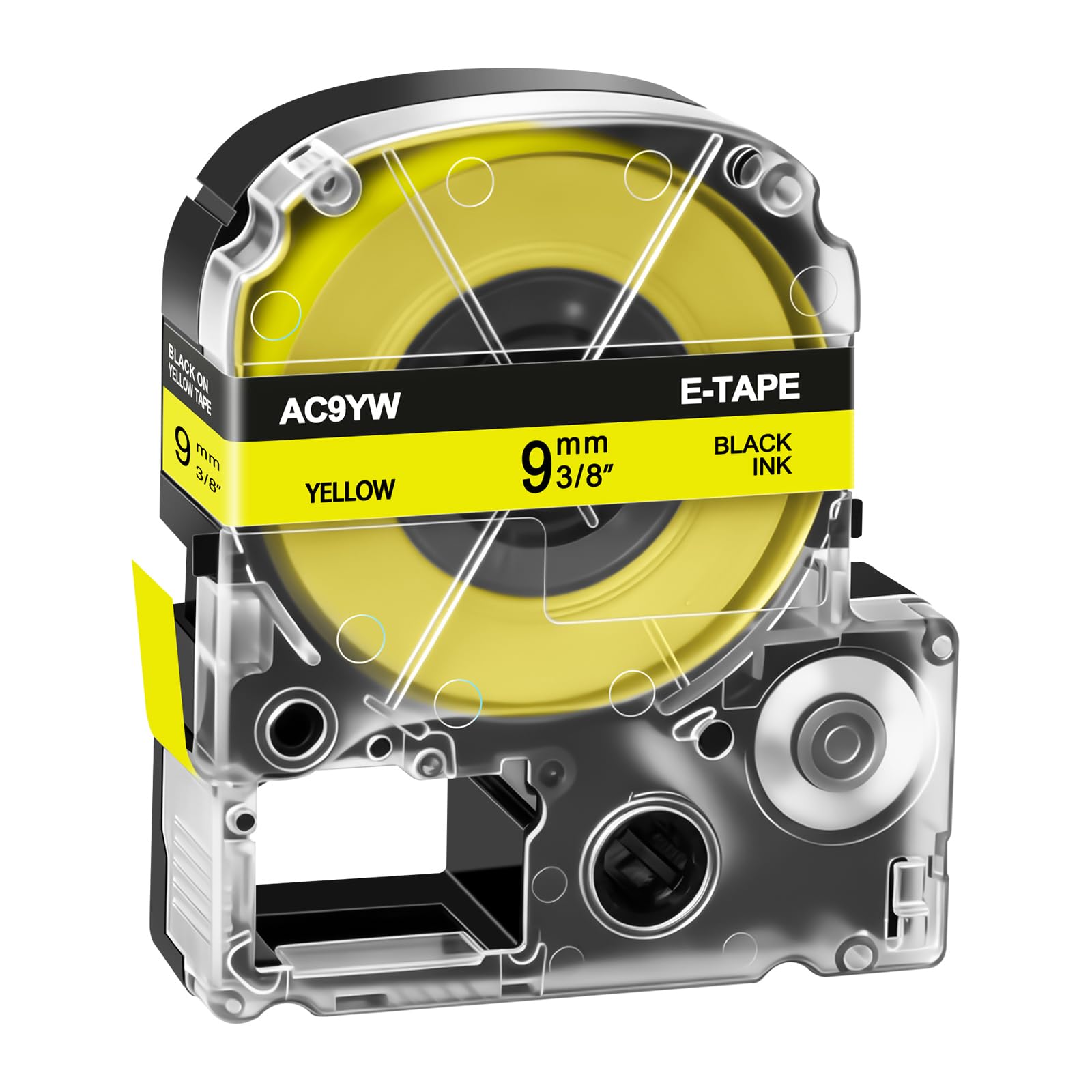Cruxer Lot de 20 Rubans d'étiquettes de rechange pour SC9YW LK-3YBP AC9YW 9 mm x 8 m laminés Noir sur Jaune compatibles avec Epson LW-1000P LW-700 LW-300L LW-300 LW-400 LW-500 LW-600P LW-900P