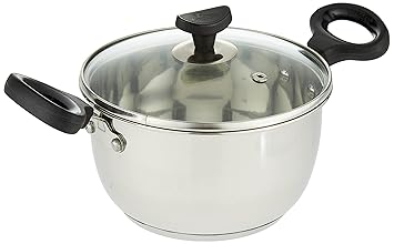 Crystal Stainless Steel Casserole with Glass Lid| 180 mm |2.5 Litre | Induction Base | Sandwich Bottom | Silver