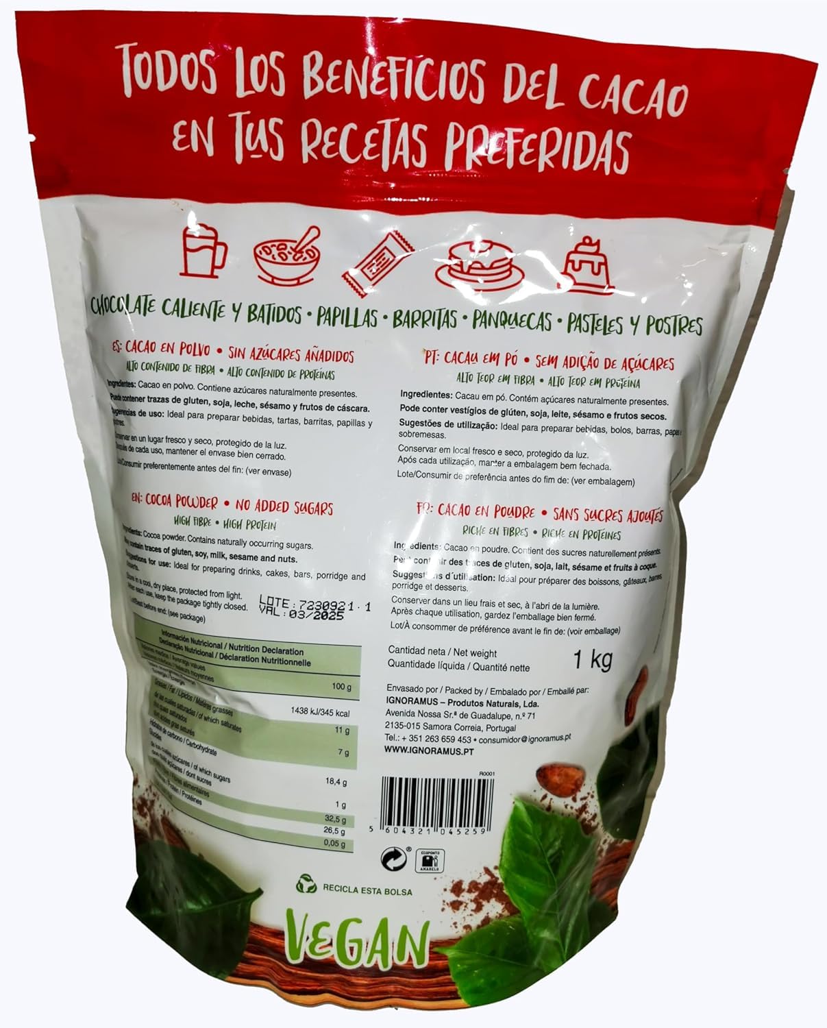 Azala Cacao en Polvo Cem Porcento 1Kg