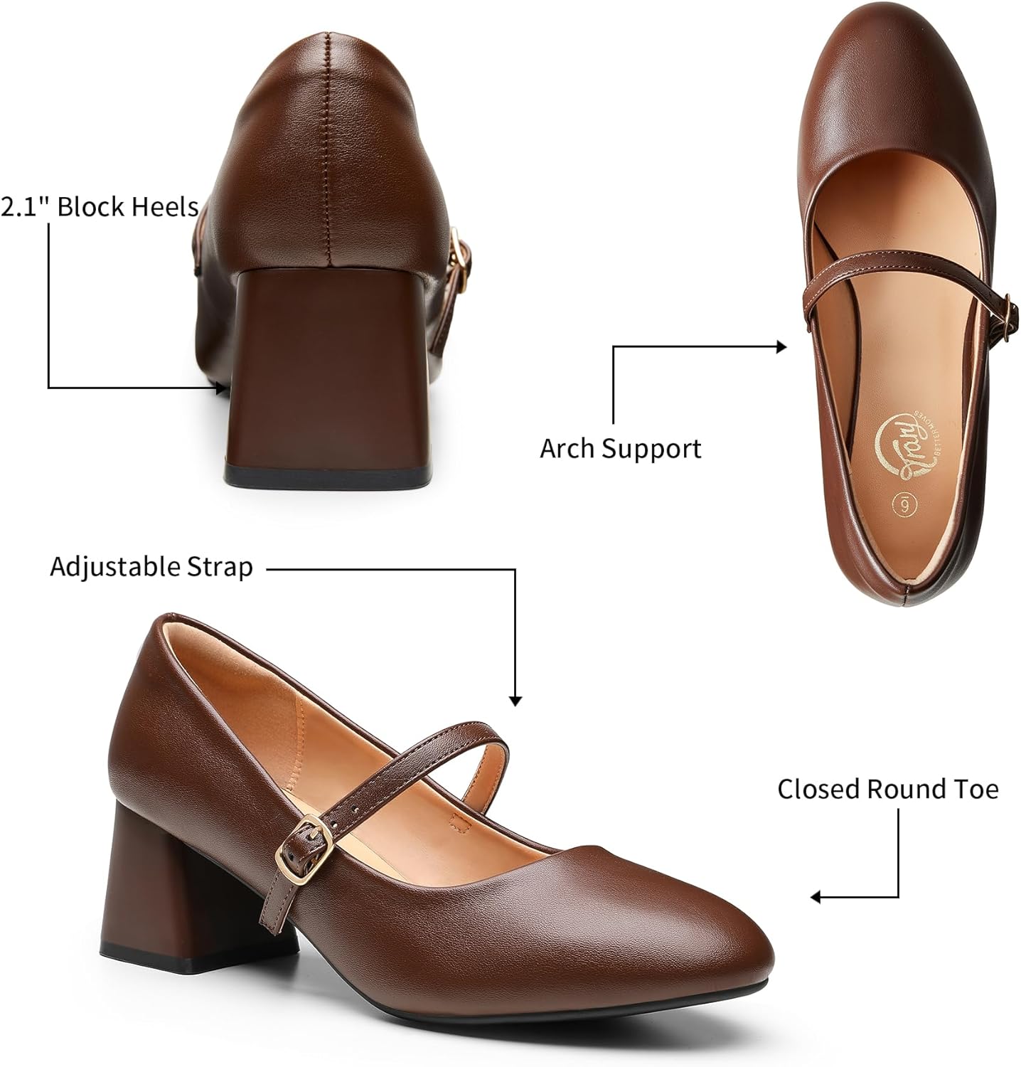 Trary Mary Jane Shoes Women, Chunky Mary Janes Heels for Women Shoes Dressy Casual, Dress Shoes for Women Block Heels Closed Toe Mary Jane Pumps - Image 5