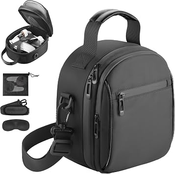 FOREGOER Carrying Case Compatible with Meta Quest 3S/Quest 2/ Apple Vision Pro Original Elite Strap, for Oculus Quest 3/2/Vision Pro Accessories Black
