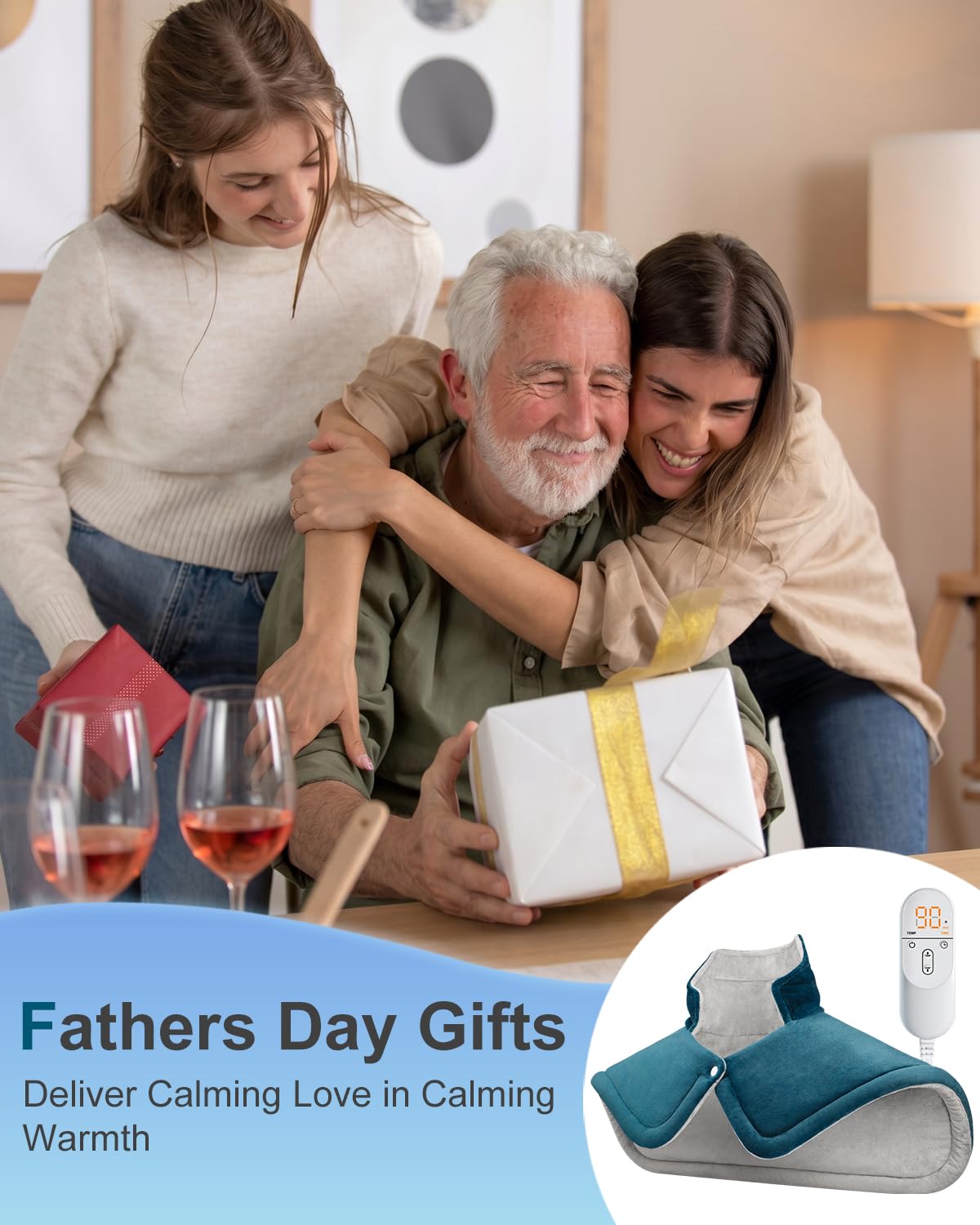 Almohadilla térmica de cuello para alivio del dolor de cuello, hombros, regalos de cumpleaños y Navidad para mujeres, mamá, hombres, papá, 2 libras, almohadilla térmica eléctrica con peso, 6 ajustes