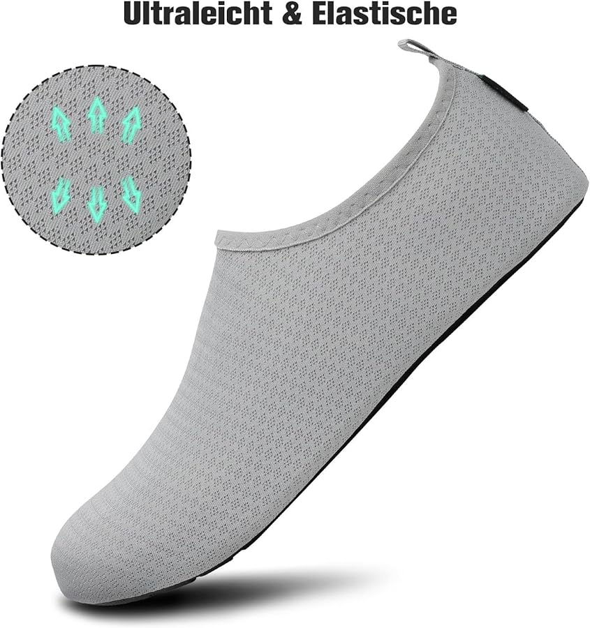 SAGUARO 7 drainagegaten, sneldrogend, antislip, badschoenen voor heren en dames, maat 36-47, hemelsblauw, 42/43 EU