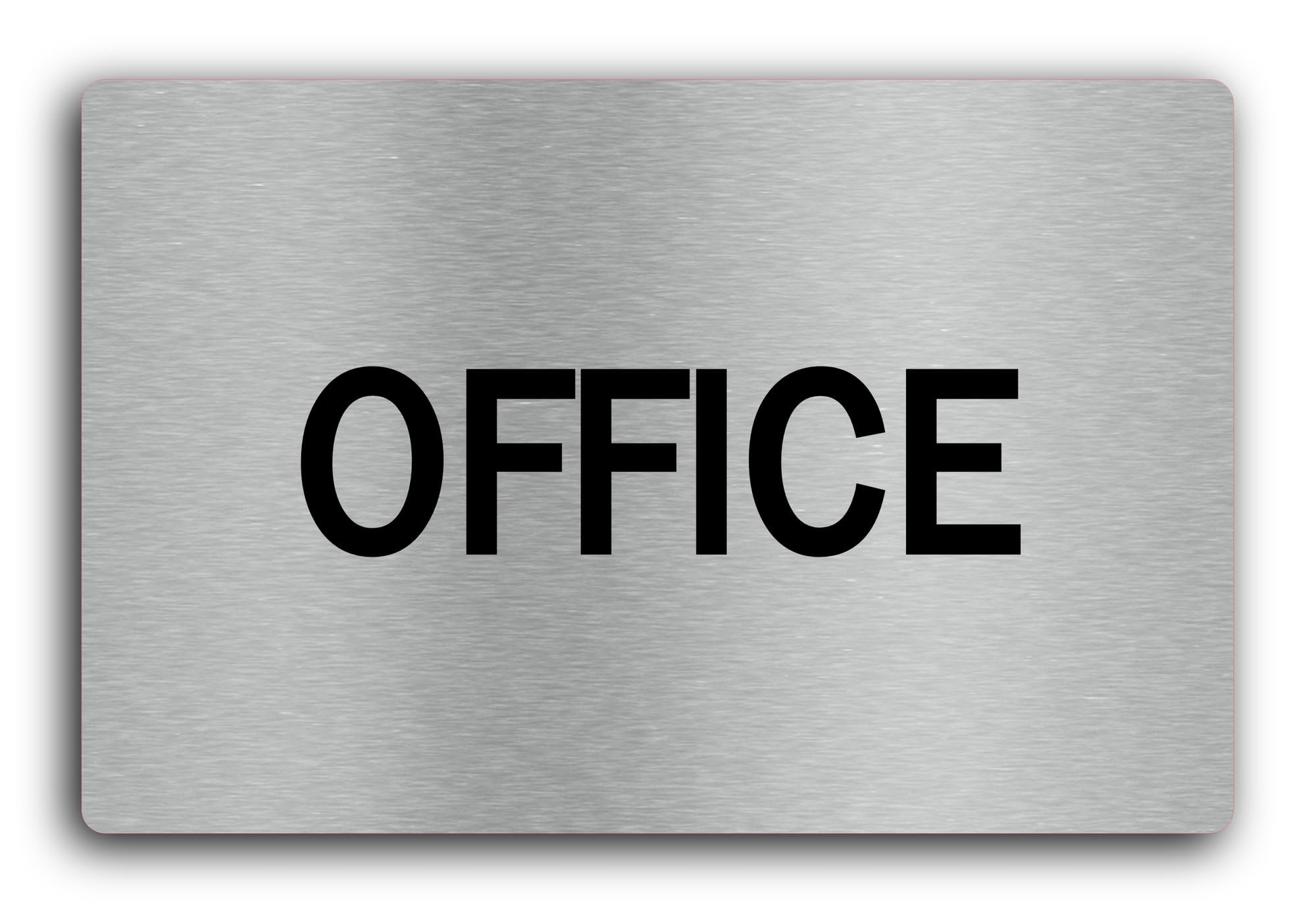 Office Door Notice Sign – 29.0x19.0cm Brushed Aluminium