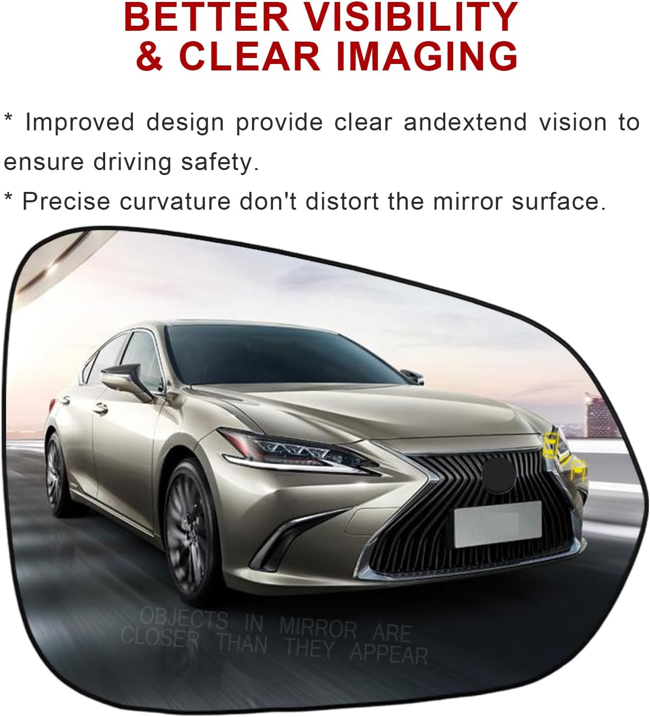 Passenger Side Mirror Glass Replacement For Lexus RX 2016-2020 Lexus NX 2015-2020 - Power Heated Side Mirror Glass with Blind Spot Detection System and Rear Holder