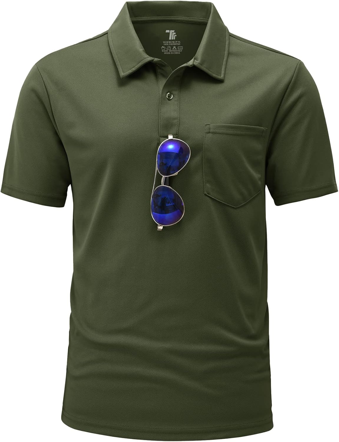BGOWATU Polo para hombre, manga corta, cuello y golf, secado rápido, con bolsillo