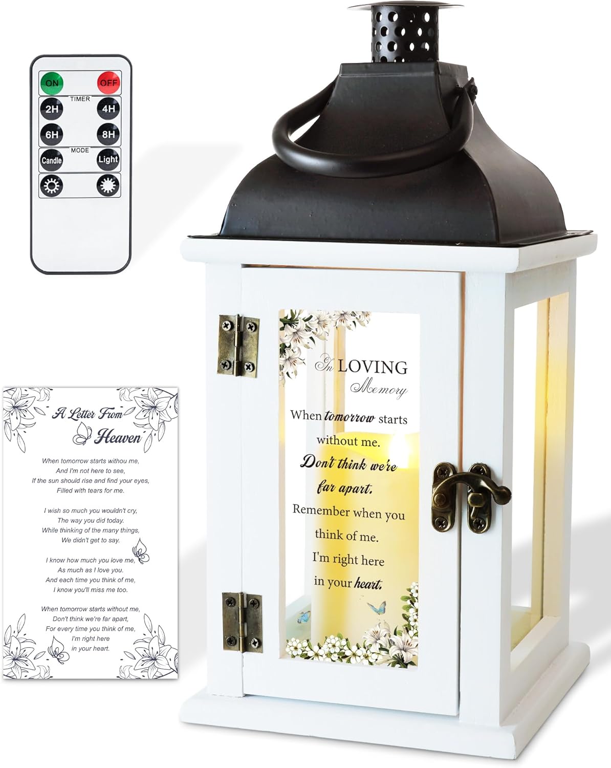 Homemory Memorial Lantern Bereavement Sympathy Gifts for Loss of Loved One, Memorial Gifts for Loss of Mother Loss of Father in Memory of Loved One Remembrance Gift with LED Candle & Remote