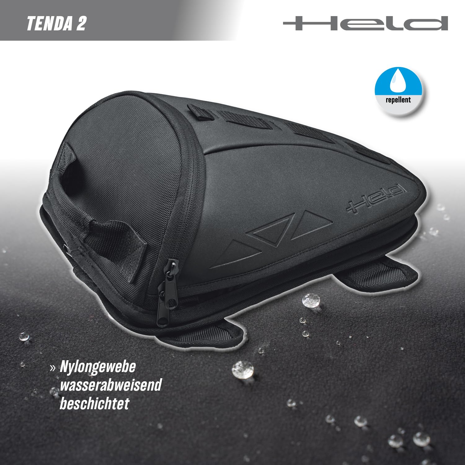 Held Tenda 2 torba na bagażnik motocyklowy i plecak na bak – uniwersalna torba na bak z regulowanymi paskami na ramiona – pojemność 10 l, tkanina nylonowa, 100% wodoszczelna dzięki pokrowcowi