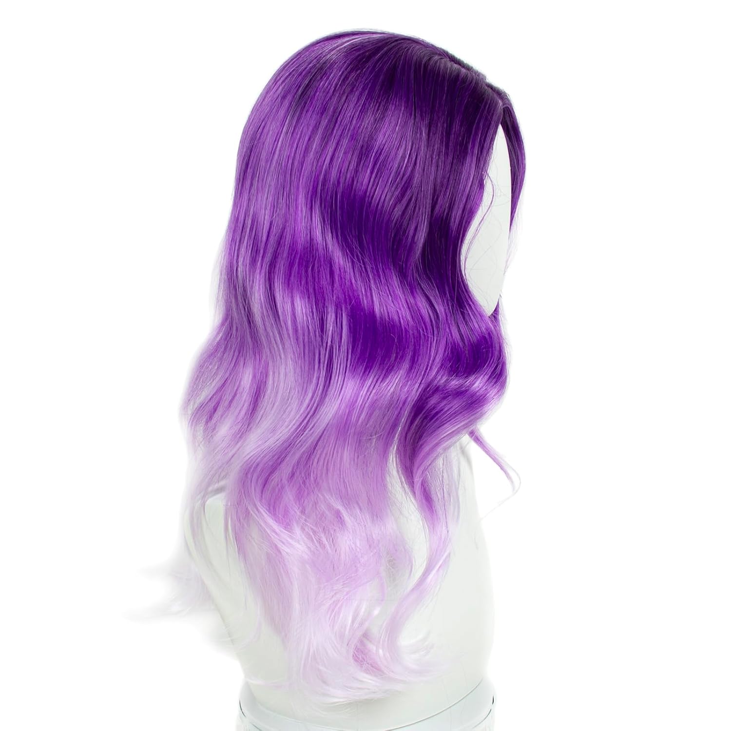 R REEWES FASHION HAIR Long Wavy Ombre Purple to Light Purple Synthetic Wig, 24 Inches