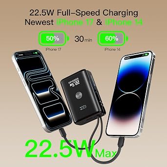 Nanotechnology Portable Charger 10000mAh with 2 Built-in Cables 45% Smaller