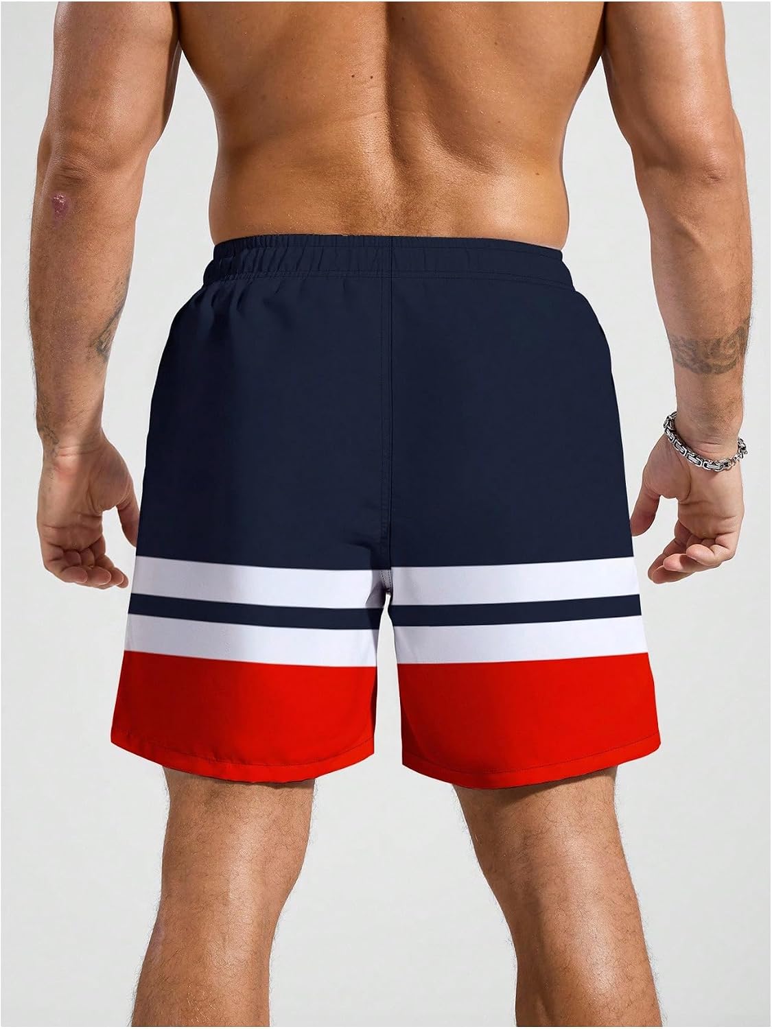 Verdusa Men's Vacation Swim Trunks Color Block Beach Shorts with Pockets
