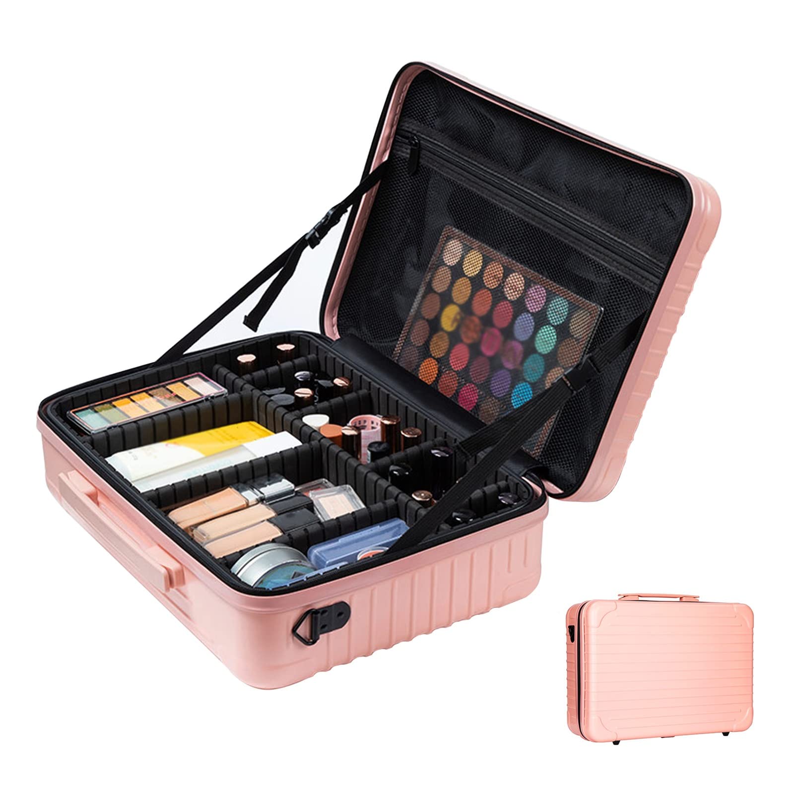 Kosmetikkoffer, großer Make-up-Organizer für Reisen, Make-up-Koffer/Künstler-Aufbewahrungstasche mit verstellbaren Trennwänden für Kosmetikartikel