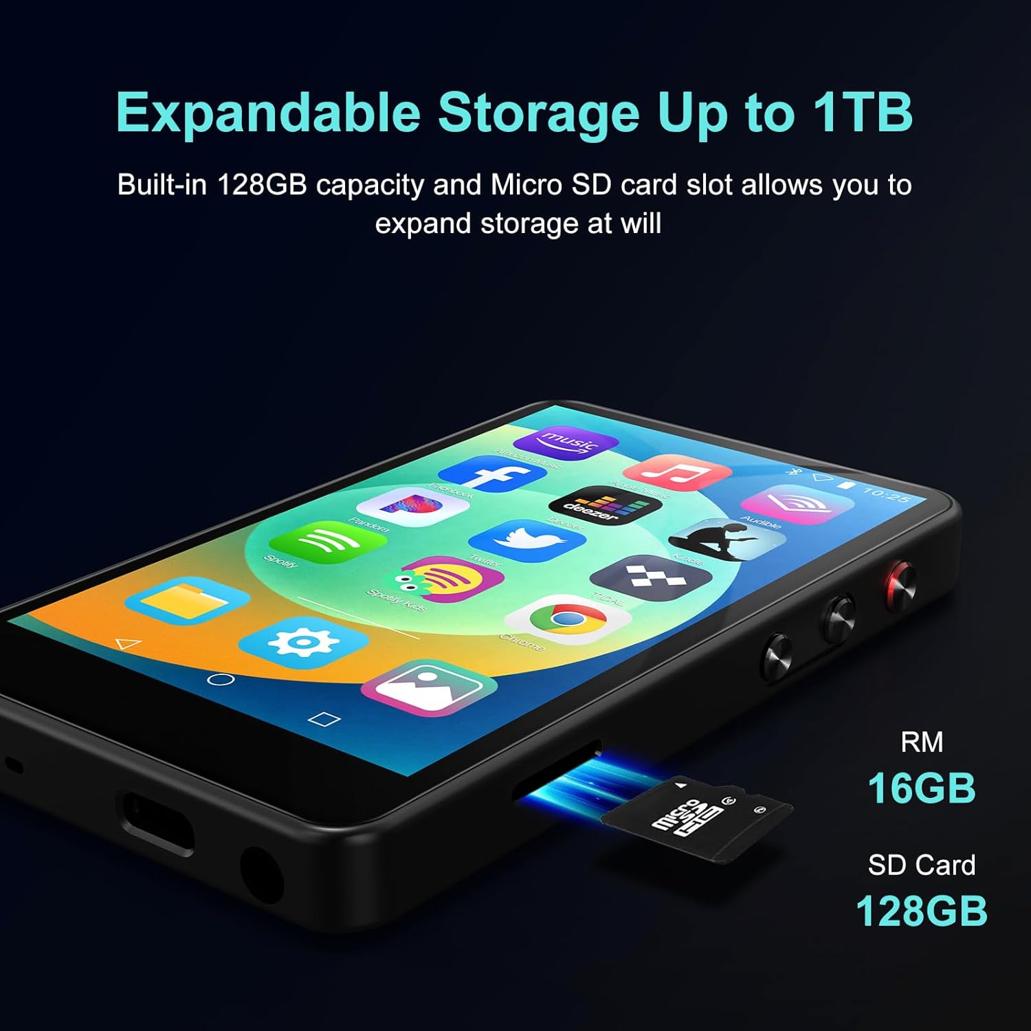 144GB MP3 Player with Bluetooth and WiFi, 4IN HD Full Touch Screen MP3 & MP4 Music Player with Spotify, Libby, Amazon Music,YouTube,Tiktok, E-Book, MP4 Player for Kids Up to1TB