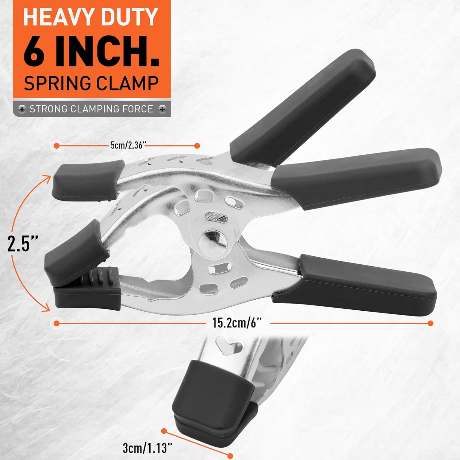 HORUSDY 6-Piece 6 inch Spring Clamp, Heavy Duty Spring Metal Spring Clamps, 2.5 - inch Jaw opening (6-Piece)