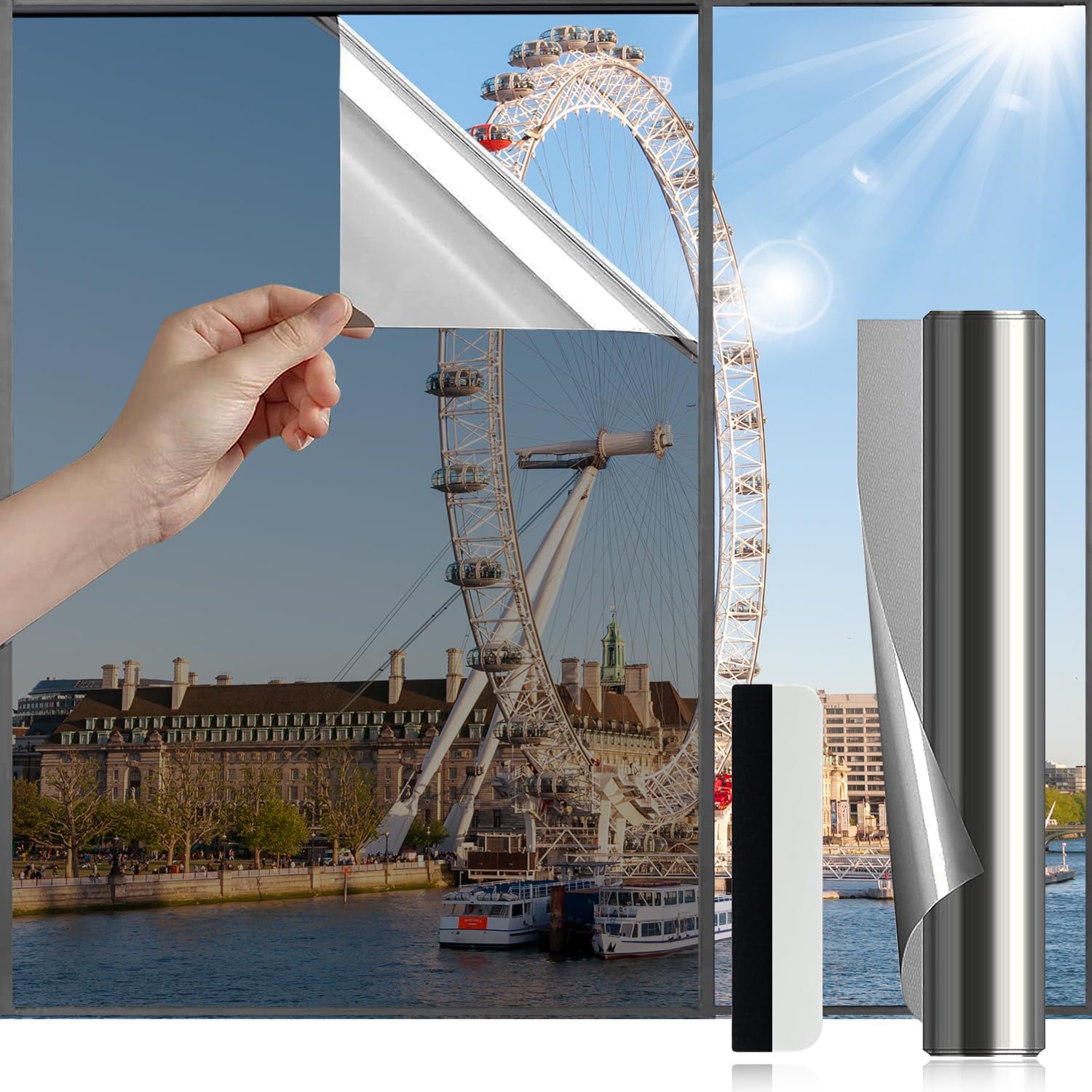 Window Film Privacy Film For Glass Windows Anti Glare Reflective Film One Way Mirror Film Heat Control Window Tint Film Home UV Blocking Opaque Film