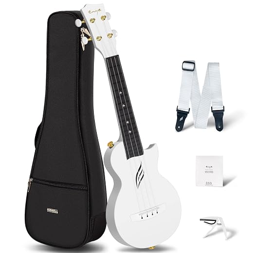 Enya Nova U Mini Soprano Ukulele 21” Carbon Fiber – Lightweight Waterproof Travel Ukulele for Beginners & Adult, Starter Kit Included (Case, Strap, Capo, Strings)