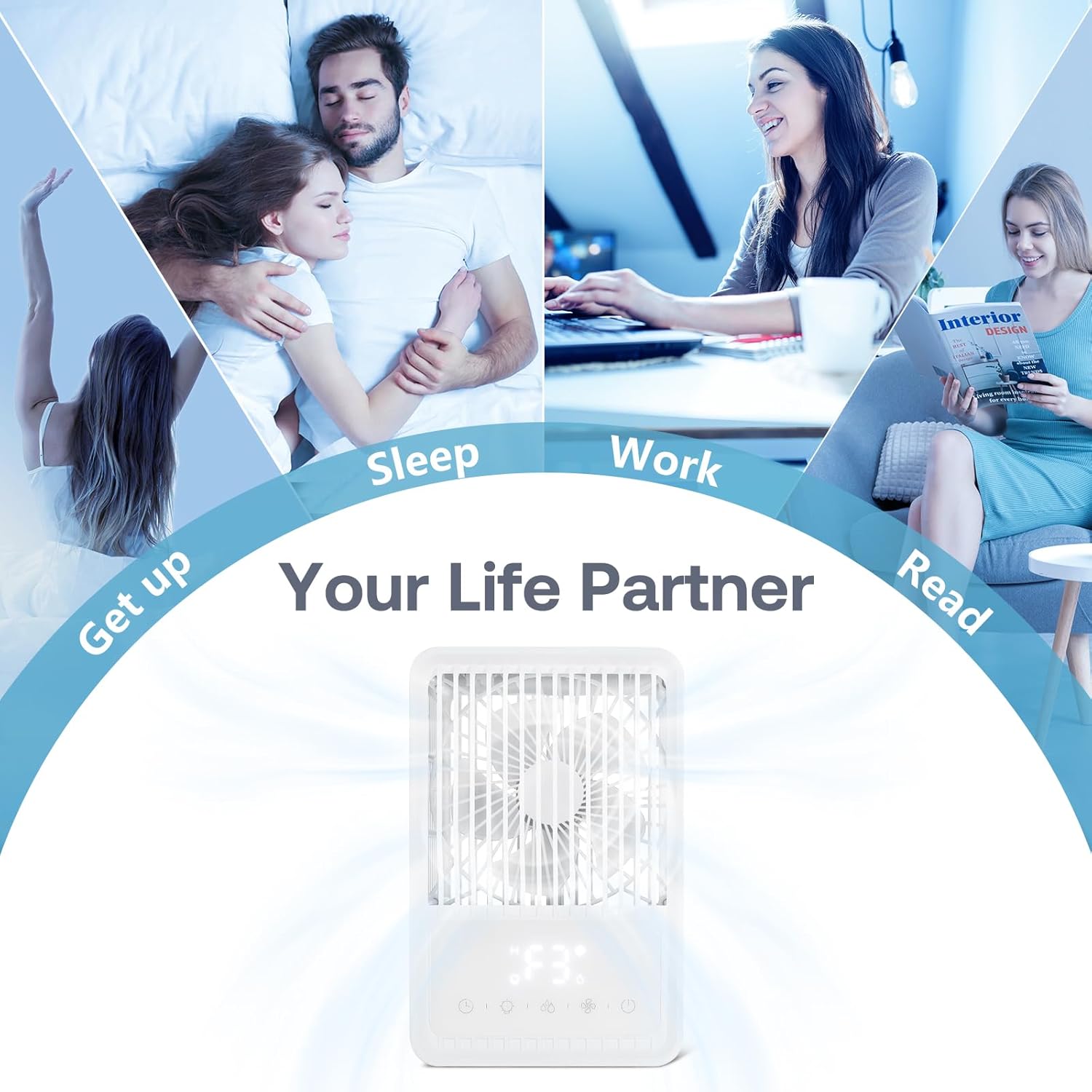 Portable Air Conditioners, wobuzhi Evaporative Air Cooler with LCD Screen, Fan Speed&Spray, 7 RGB Lights,USB Powered,1-8H Timer, Personal Air Conditioners, Portable Air Conditioners for Home Office - Image 6