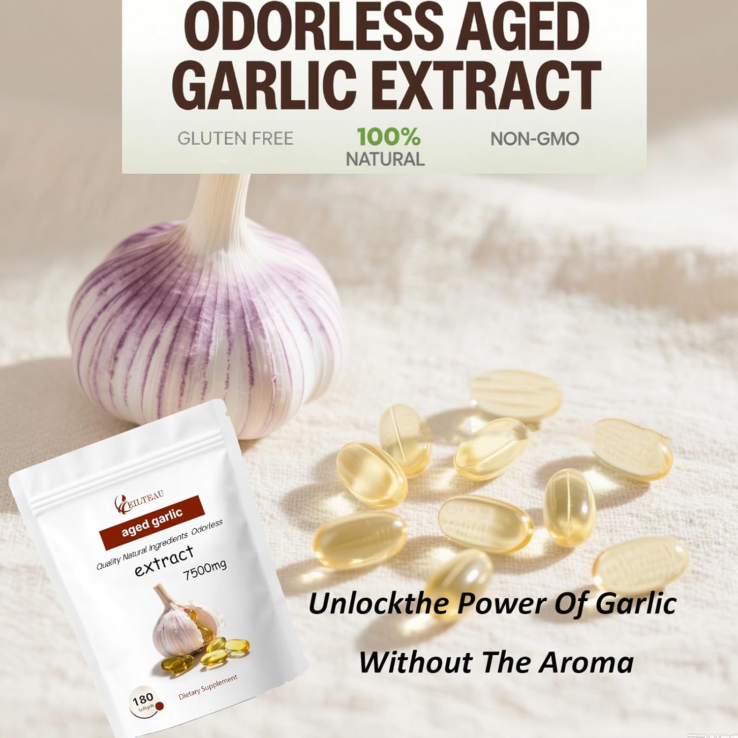 Aged Garlic Extract - 7500mg Odorless - 180 Softgels | Non-GMO, Gluten-Free | Supports Immune Health (1) - Image 4