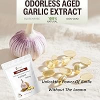 Vista 4 de Extracto de ajo envejecido 7500 mg inodoro 180 cápsulas blandas Sin OMG, sin gluten Apoya la salud inmunológica (1)