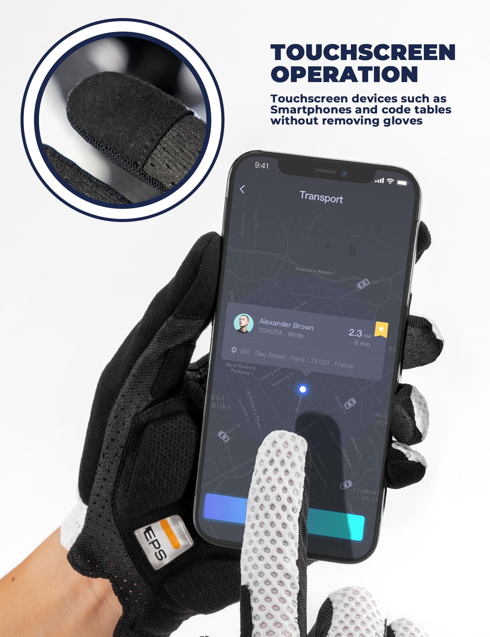 ROCKBROS Road to Sky Guantes de Ciclismo para Hombre con Palma SBR, Guantes Dedos Largos con Pantalla Táctil para Bicicleta Montaña Carretera