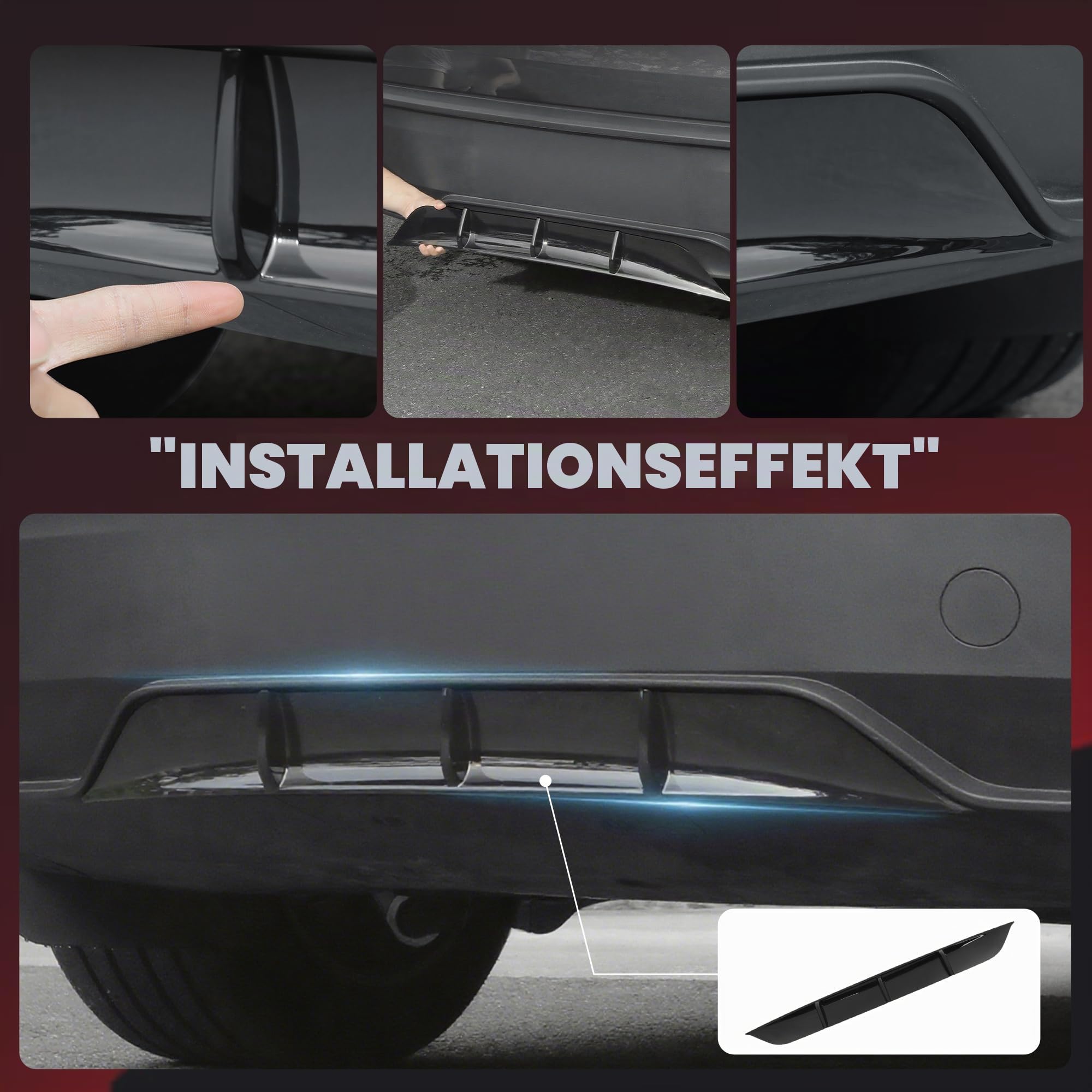 Arcoche hinteren Diffusor für Tesla 2025 2026 Model Y Juniper hinteren Stoßstanger Formen unteren Lippen Splitter Spoiler Model Y Zubehör, Not for Model Y Standard (glänzendes Schwarz)