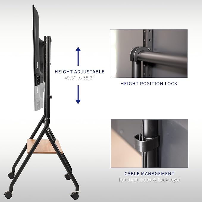 Soporte de Piso para TV VIVO 37-86 Pulgadas, Altura Ajustable, Estante de Madera miniatura 6