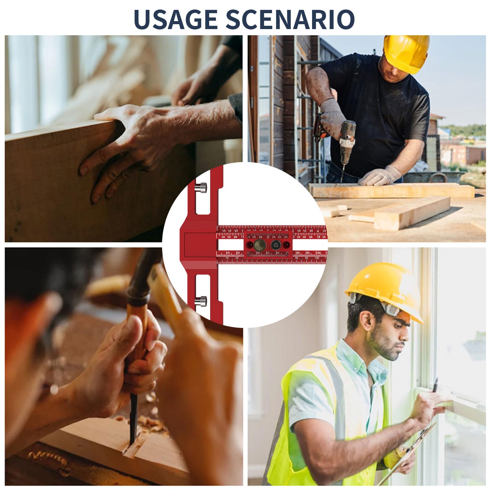 Righello per la lavorazione del legno tipo T, 40,6 cm, per lavori di falegnameria, layout e strumenti di misurazione (40,6 cm)