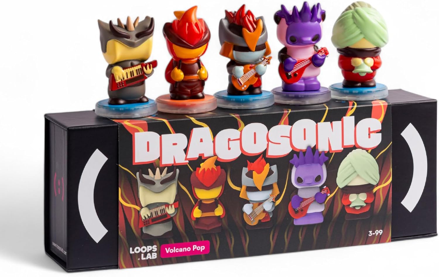 LOOPS Dragosonic - 5-Piece Volcano Pop Music Band Interactive Collectible Figurine Set