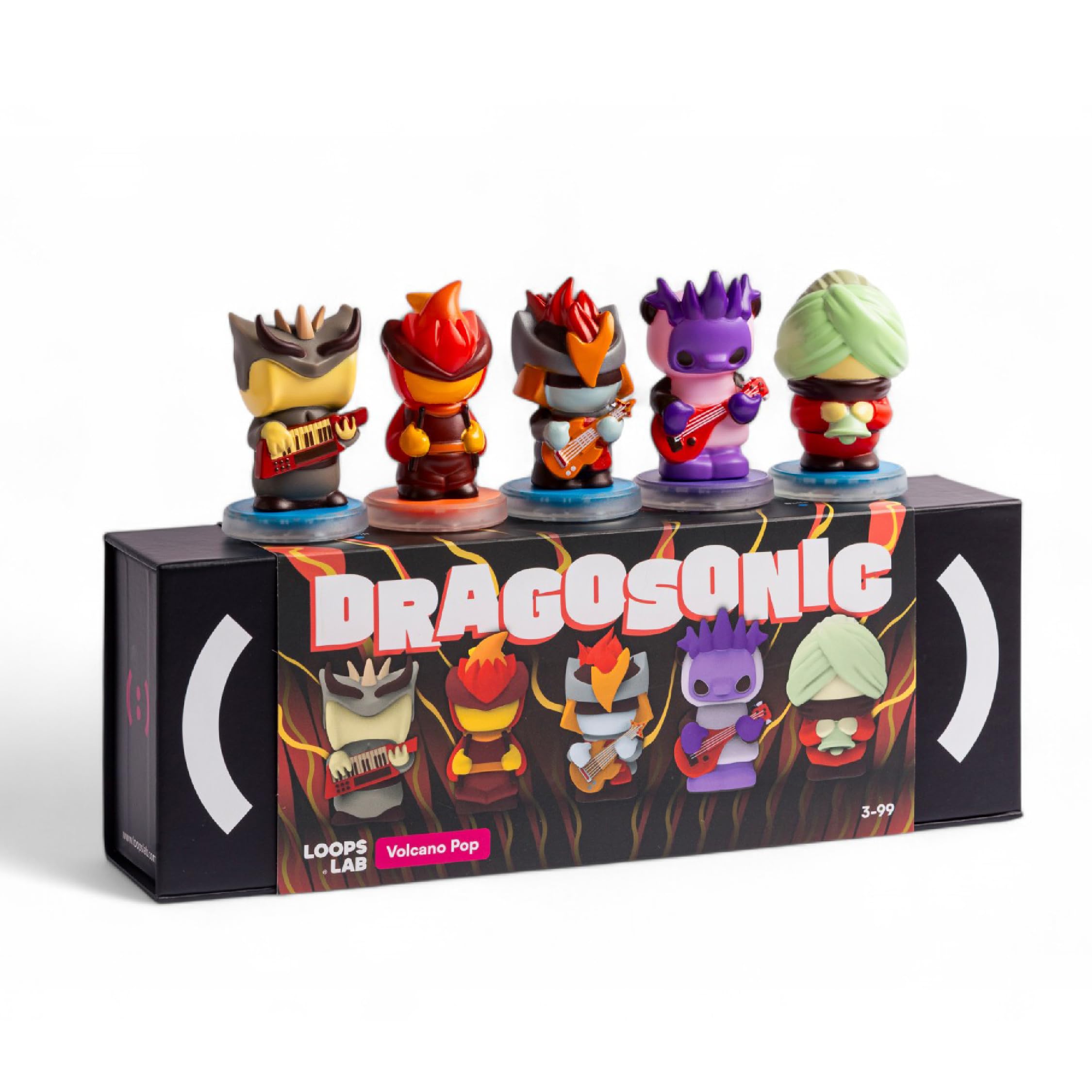 Photo 1 of LOOPS Dragosonic - 5-Piece Volcano Pop Music Band Interactive Collectible Figurine Set